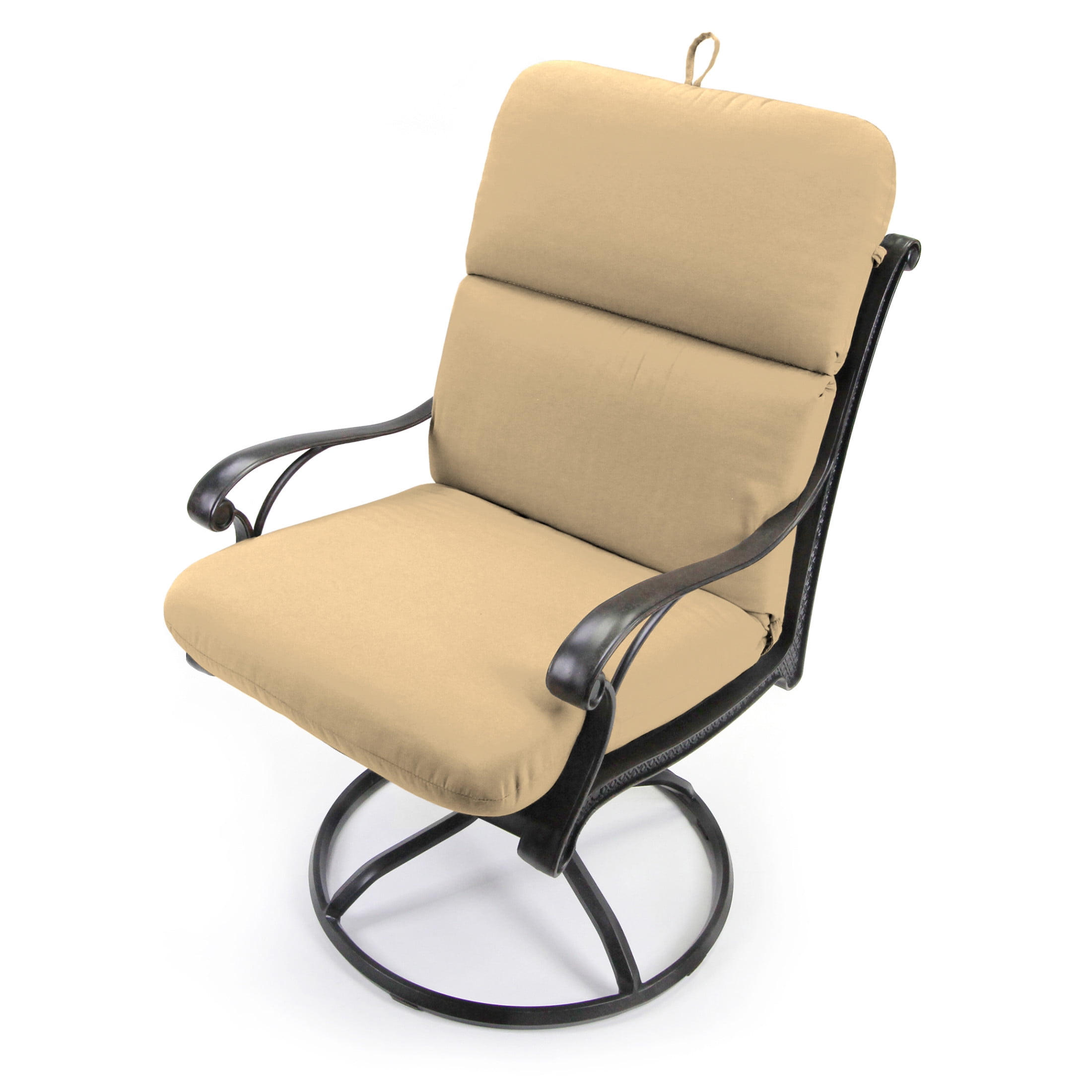 Jordan Manufacturing 45" x 22" Antique Beige Solid Rectangular Outdoor Chair Cushion with Ties and Hanger Loop