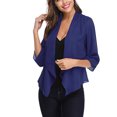 thumbnail image 3 of LoyisViDion Coat Women'S Open Front Light Cardigan 3/4 Sleeve Thin Chiffon Blazer Blue M, 3 of 9