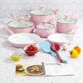 thumbnail image 1 of Tasty Ceramic Non-Stick 16-Piece Cookware Set, Titanium-Reinforced, Dishwasher Safe, Pink, 1 of 8