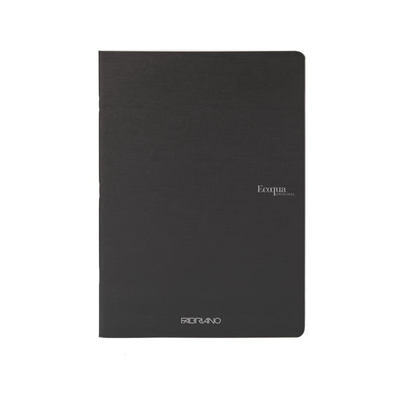 Fabriano EcoQua Original Staple-Bound Notebook, 8.3 in x 11.7 in, A4, Blank, 40 Sheets, Black