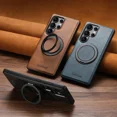 thumbnail image 6 of Fold Ring Stand Leather Case Magsafe Phone Case for Samsung Galaxy S24 S23 S22 S25 Ultra Magnetic Phone Cover Wireless Charging, 6 of 9