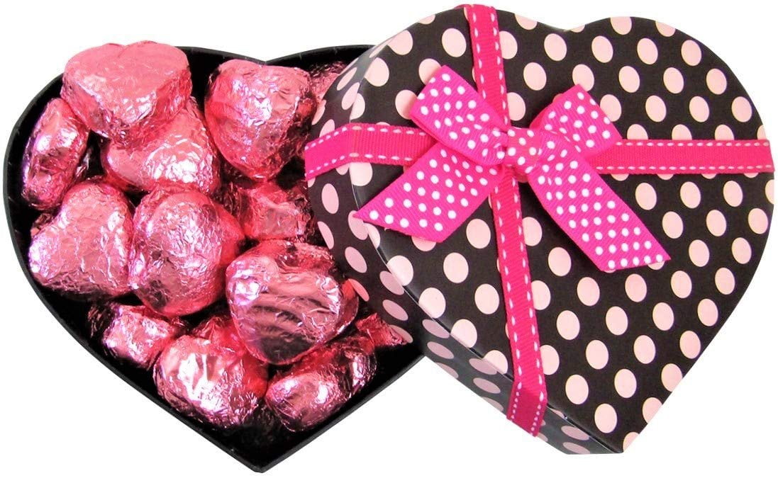 Happy Valentine's Day Gift Basket-Box Chocolates 1/2 LB Hershey Kisses Red Bow 