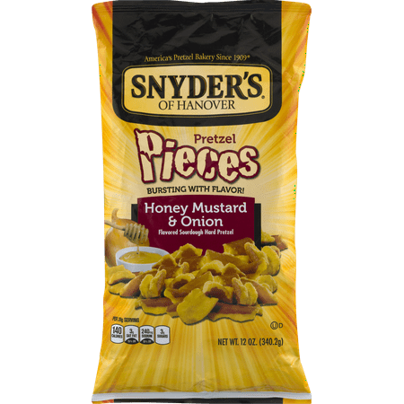 Snyder's of Hanover Honey Mustard & Onion Flavored Pretzel Pieces- Four 12 oz. (Best Mustard For Pretzels)