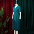 thumbnail image 6 of AURA Plus Size Summer V Neck Pleated A Line Dress High Waist Elegant Midi Party Dress XL XXXL, 6 of 10