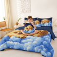 thumbnail image 4 of Homewish Lovely Golden Retriever 7-Piece Twin Bedding,Cartoon Dog Bedding Comforter Set,White Clouds Decor,Navy Blue Reversible, 4 of 8