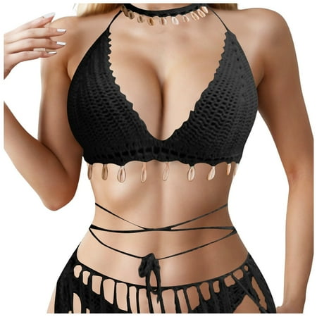 Afdoent Women Bikini Swim Top Women s Beach Vacation Hollowed Out Special Woven Bikini Swimsuit Top (Without Bra)Bathing Top 2025 Swimwear Swimwear 2025