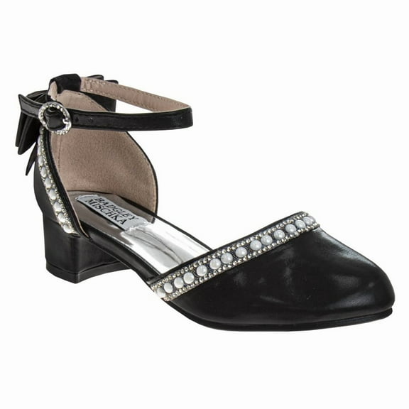 Badgley Mischka Girls Low Heeled Dress Shoes. (Little Kids and Big Kids) Black Size 1