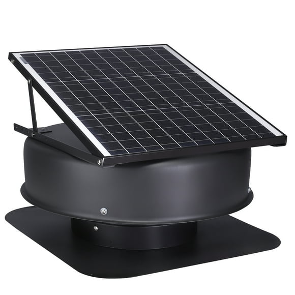 KFFKFF Solar-Powered Attic Fan, 40 W, 1230 CFM High Capacity Solar Ventilation Fan, Quiet Operation and Resistant to Weather Conditions with 110V Intelligent Adapter, FCC Certified
