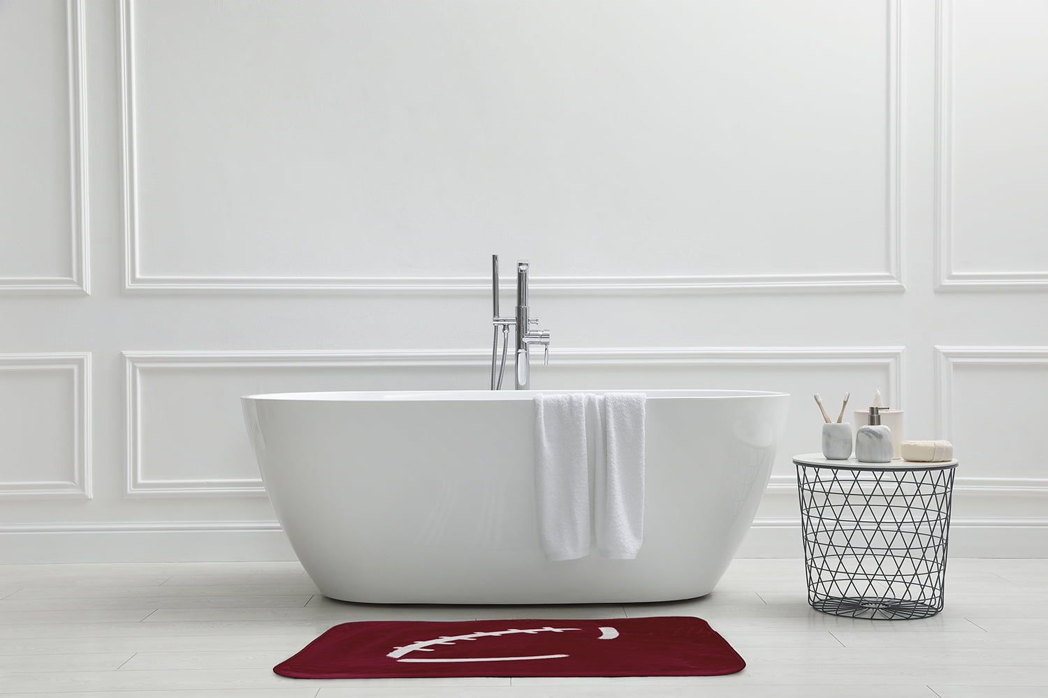 Simply Daisy 34" x 21" Plush Microfiber Dark Red Football Bath Mat