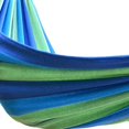 thumbnail image 2 of ZOUSSIQI Hamac Double Portable - Hamac en Coton à Rayures Colorées pour Camping et Activités Extérieures avec 2 Sangles d'Arbre, Confortable et, Utilisation Intérieure et Extérieure, Fantastique (Bleu) CA919-8131, 2 of 9