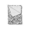 thumbnail image 2 of Black and White Soft Flannel Fleece Blanket, Abstract Sea Storm with Curly and Striped Waves Doodle Stream Water Flow, Cozy Plush for Indoor and Outdoor Use, 50" x 70", Black White, by Ambesonne, 2 of 5