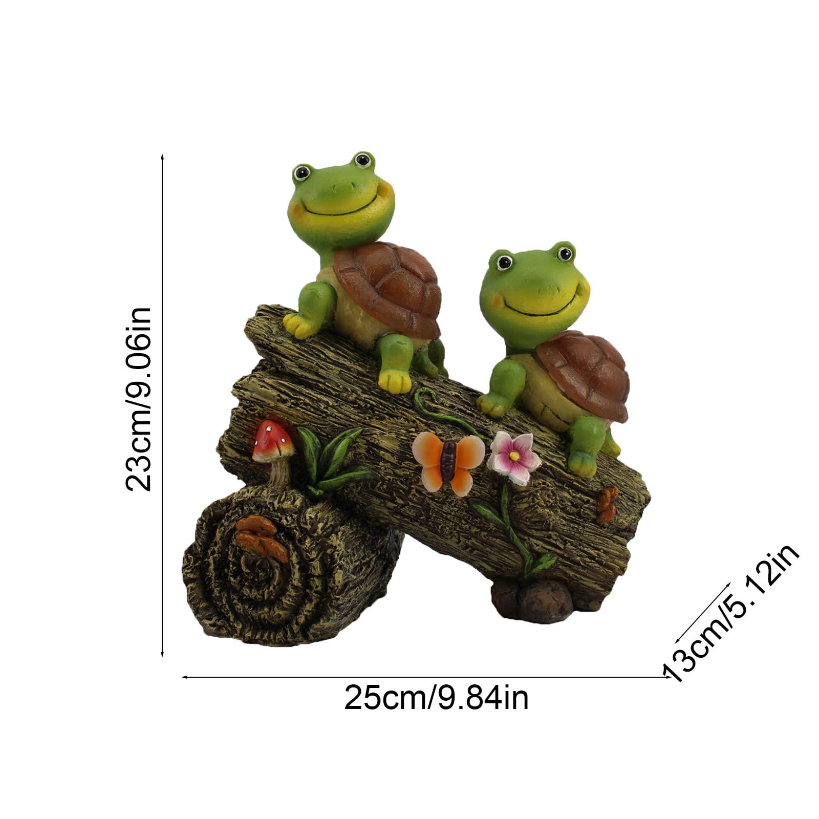 Garden Turtle Figurines Outdoor Decorations, Solar Powered Sweet Frog Face Turtles Resin Statue with 4 LED Lights, Garden Art Spring Fall Winter Christmas Decor for Patio Lawn Yard