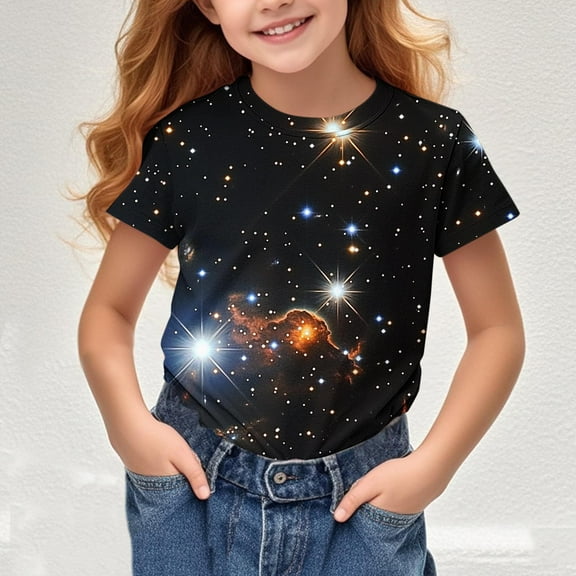 Piuwrlz Kid Short Sleeve Sweatshirt Girls T-Shirts Black Size 5 Years