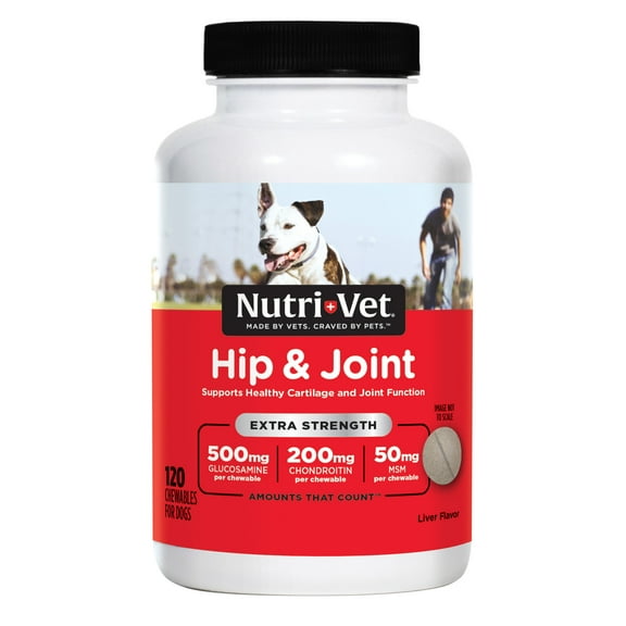 Nutri-Vet Hip and Joint Chewables for Dogs, Extra Strength, 120 Count
