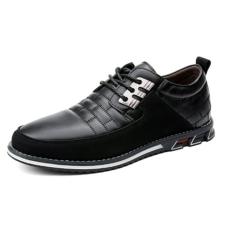 

Men Leather Shoes Fashion Lace Up Flat Thick Warm Sneakers Daily Shoes 41