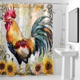 thumbnail image 4 of Watercolor Rooster Sunflower Fabric Shower Curtain Retro Flowers Plant Washable Shower Curtains for Bathroom, Waterproof Bath Curtain with Hooks Home Decor 72x84in, 4 of 8