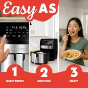Gourmia 7 QT Air Fryer, 10 Presets, FryForce 360°, Digital, Stainless Steel