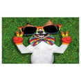 thumbnail image 4 of Pride Ceramic Toothbrush Holder, Funny Face Gay Dog Lying on Grass Peace Signs and Giant Sunglasses Humor Print, Decorative Versatile Countertop for Bathroom, 4.5" X 2.7", Multicolor, 4 of 4
