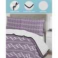 thumbnail image 3 of Twin Quilt Bedding Set, Purple Boho Reversible Summer Quilt 3 Pieces, Vintage Ethnic Tribe Abstract Art Lightweight Bedspreads Coverlets with 2 Pillow Shams for All Seasons, 3 of 5