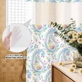 thumbnail image 3 of No Hook Shower Curtain, Paisley Flower Shower Curtains for Bathroom with See Through Top Window, Spring Watercolor Floral Leaf Plant Blue Waterproof & Washable Bath Curtain Standard 72"x72", 3 of 9