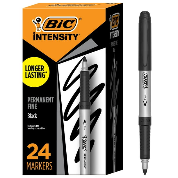 Rotuladores permanentes BIC Intensity Fine Point negros, paquete de 24