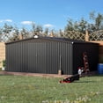 thumbnail image 5 of AECOJOY 14' x 12' Outdoor Storage Shed with Lockable Door Patio Metal Garden Storage Building in Dark Gray for Outside, 5 of 7