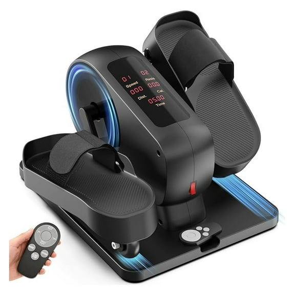 Under Desk Elliptical Exercise Machine,Electric Ellipse Leg Exerciser , 12 Speeds Foot Exerciser While Sitting for Seniors, Portable Seated Pedal Exerciser 100% Pre-Assembled for Home