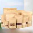 thumbnail image 1 of Bolsa de papel kraft transparente esmerilada con ventana a prueba de humedad, bolsa de embalaje para alimentos, frutos secos, bolsa de papel sellada para embalaje de té, 1 of 5