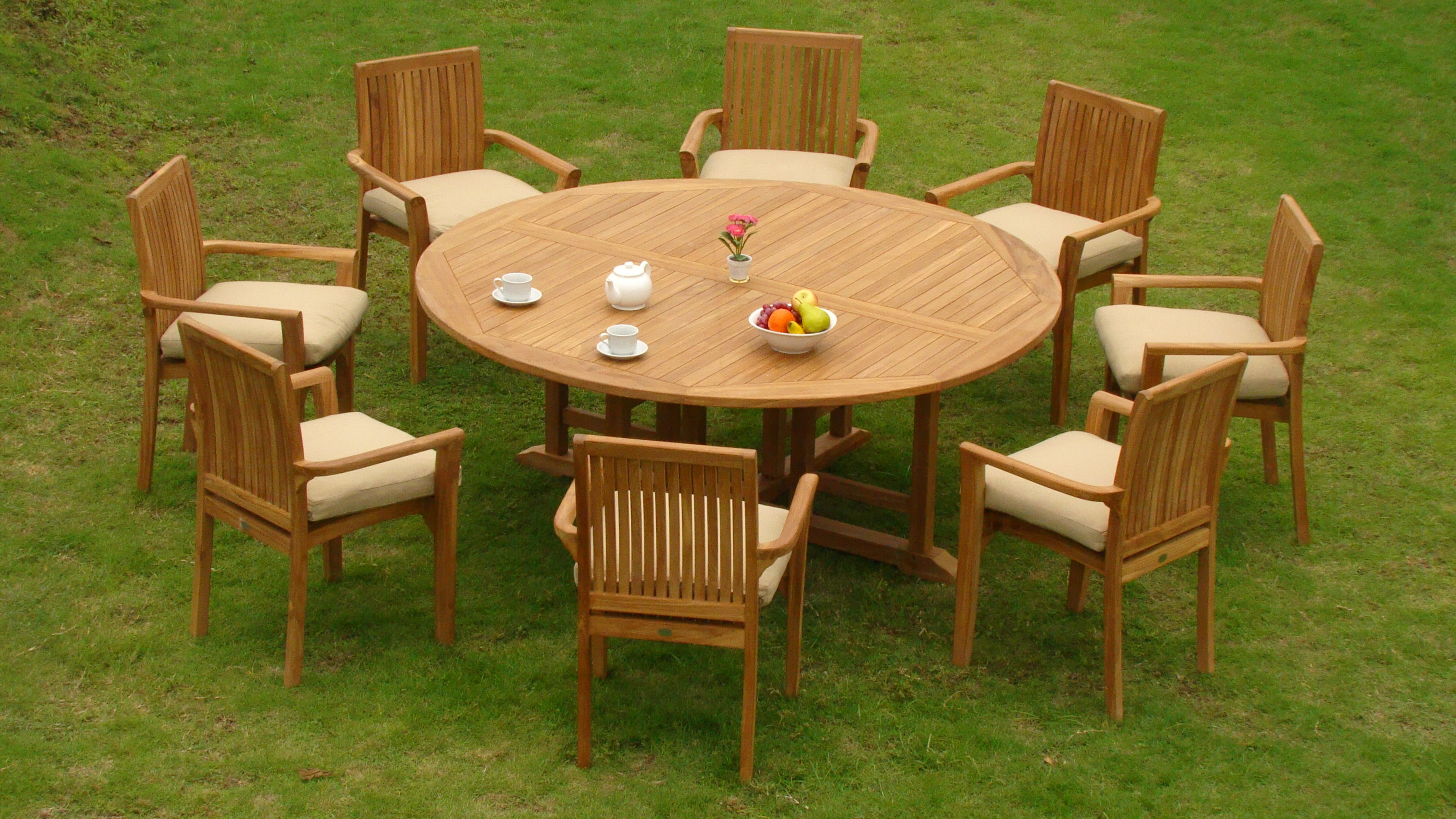 Garden Teak Table And Bench Set Furniture