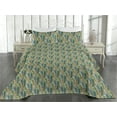 thumbnail image 2 of Ambesonne Leaf Print Quilted Bedspread Set 3 Pcs, Leafy Forest Summer Art, Queen, Fawn Mustard Dark Teal, 2 of 4