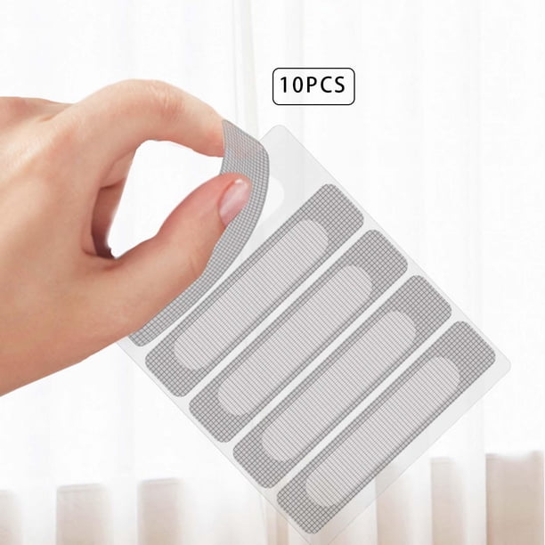 10 hojas duraderas de 2,44 pulgadas x 0,59 pulgadas, fácil de instalar, cinta de reparación gris, de reparación de pantalla de ventana de malla pa perfecl Parche de pantalla de puerta de ventana