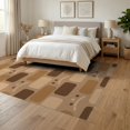 thumbnail image 3 of ODIKA 6'x9' Beige Brown Brick Pattern Design Washable Area Rug Modern Geometric Style with Unique Motifs for Dining Room, Under Table, Office Décor, Non-Slip Chair-Friendly, 3 of 7