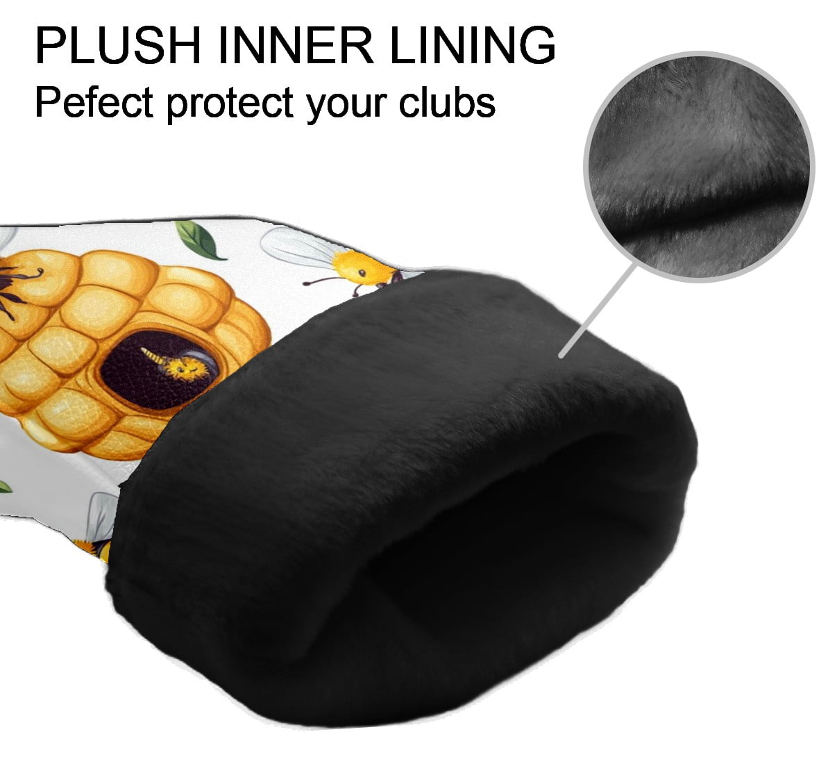 Golf Head Covers Bee Nesting Design for Driver, Wood & Hybrid, Premium Waterproof PU Leather with Plush Lining, Nature Inspired Golf Gifts