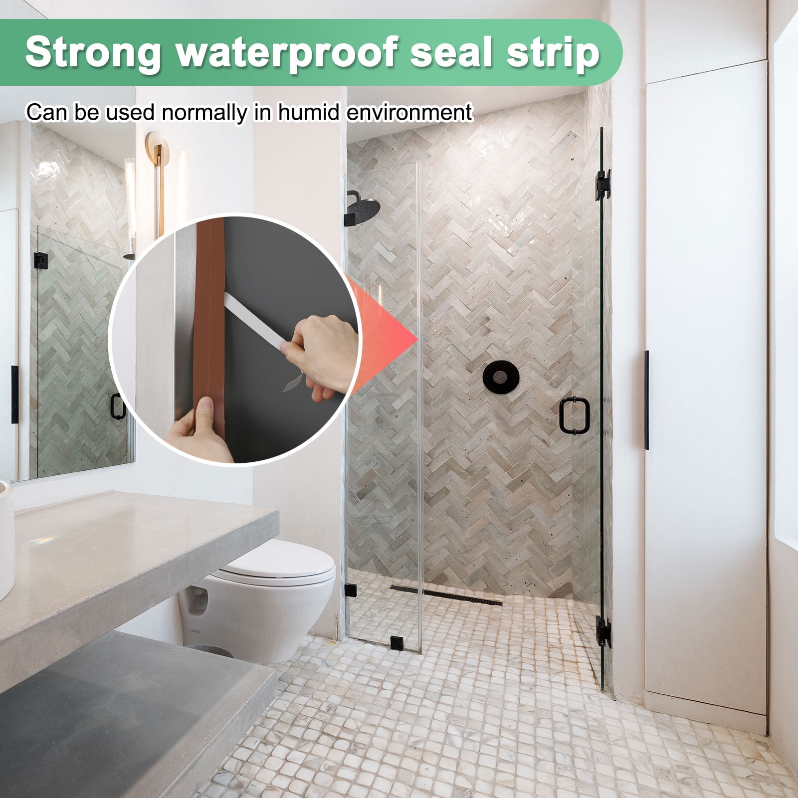 Uxcell Weather Stripping Door Seal Strip, 1.77 Inch(45mm) Silicone 49 FT Door Draft Stopper, Sealing Sticker Tape [Brown]