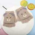thumbnail image 2 of Yanyanz Gloves Mittens, Winter Half Finger Flip Plus Velvet Gloves Warm And Thick Plush Children Gloves, Gloves Coffee One Size, 2 of 3