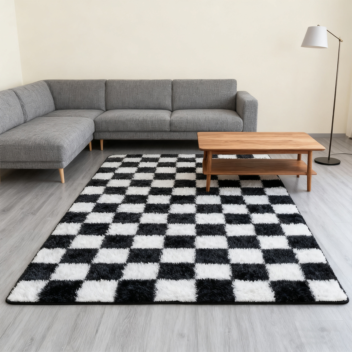 Large Rugs, 4'×6' Soft Fluffy Shag Indoor Floor Carpet for Living Room Bedroom Dining Room Office Home Decor,Black and White