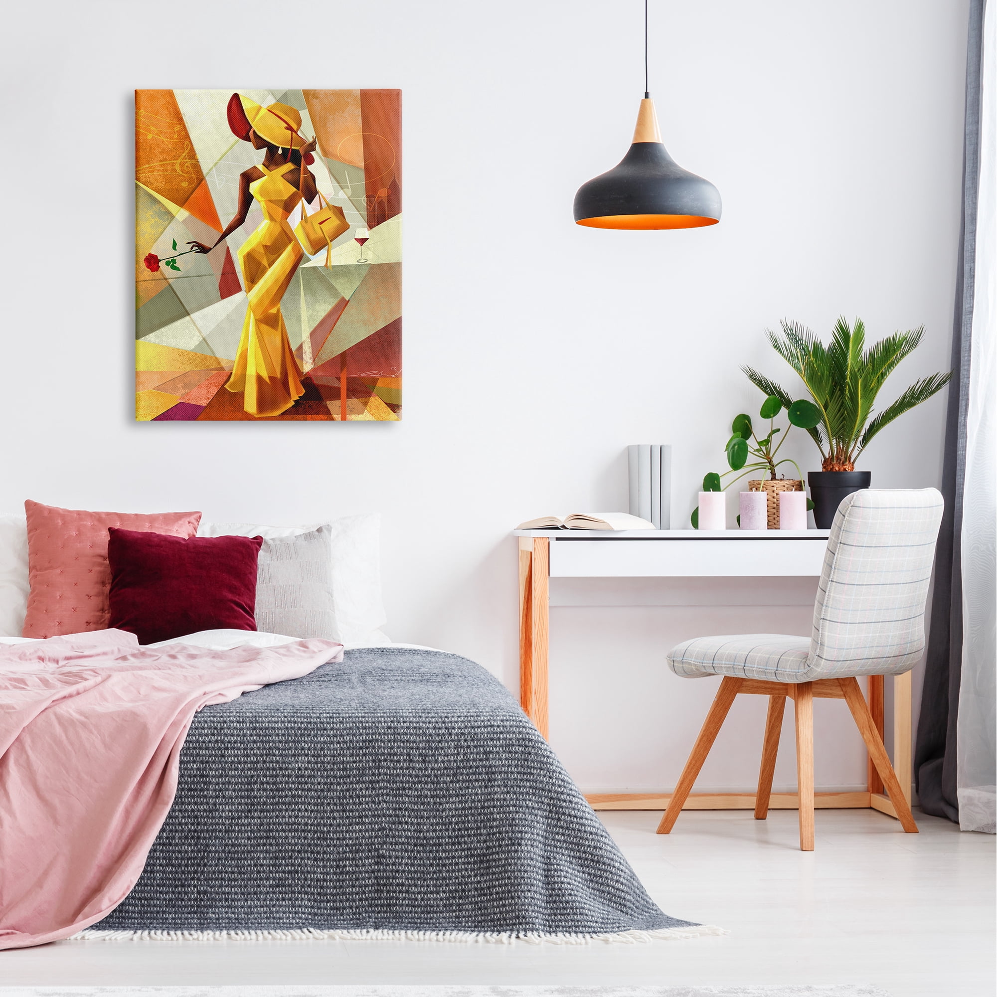 Stupell Industries Modern Cubist Fashion Girl Abstract Painting Gallery Wrapped Canvas Print Wall Art, 30 x 40