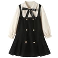 thumbnail image 4 of Vestido de niña de invierno grueso, elegante, de moda, estilo universitario, vestido de princesa, conjunto de dos piezas falso para niños grandes, 4 of 6