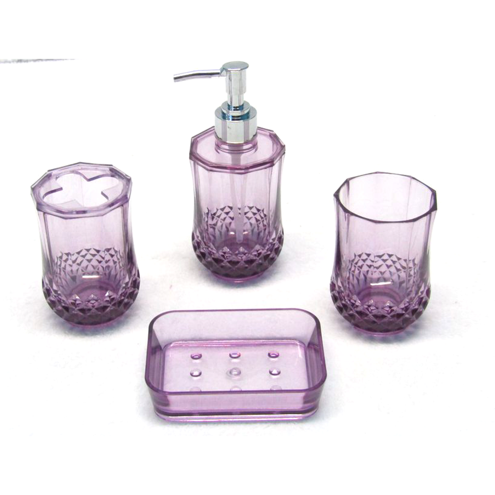 New Fancy 4 Piece Shine Transparent Bath Accessories Set Purple