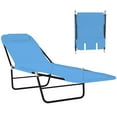thumbnail image 3 of Outsunny Foldable Outdoor Chaise Lounge Chair, 6-Level Reclining Camping Tanning Chair with Breathable Mesh Fabric and Headrest, Blue, 3 of 10