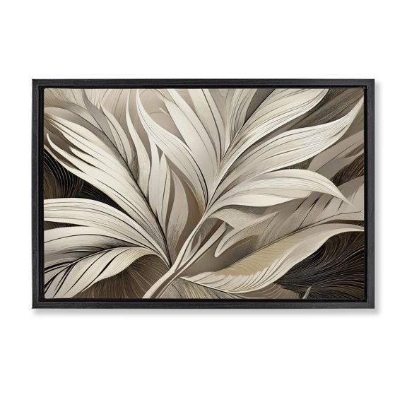 Stupell Industries White Palm Curves Black Framed Floater Canvas Wall Art design by Norm Stelfox, 17 x 25