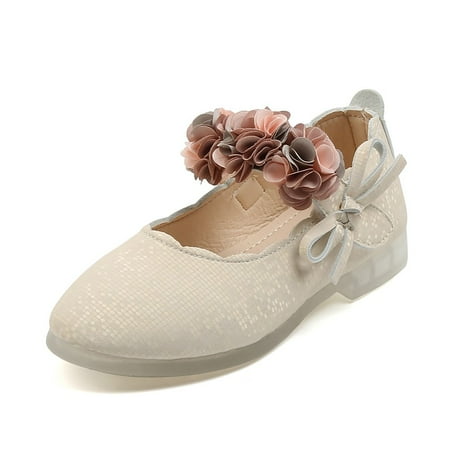 

Little Girls Autumn Princess Shoes with Flower Lace
