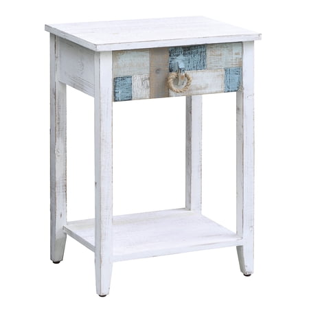 South Shore Multi Color Nautical Patchwork 1 Drawer Accent Table