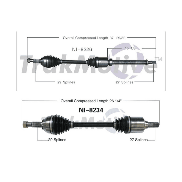 TrakMotive Front CV Axle CV Joint Shaft Assembly Assembly For Nissan