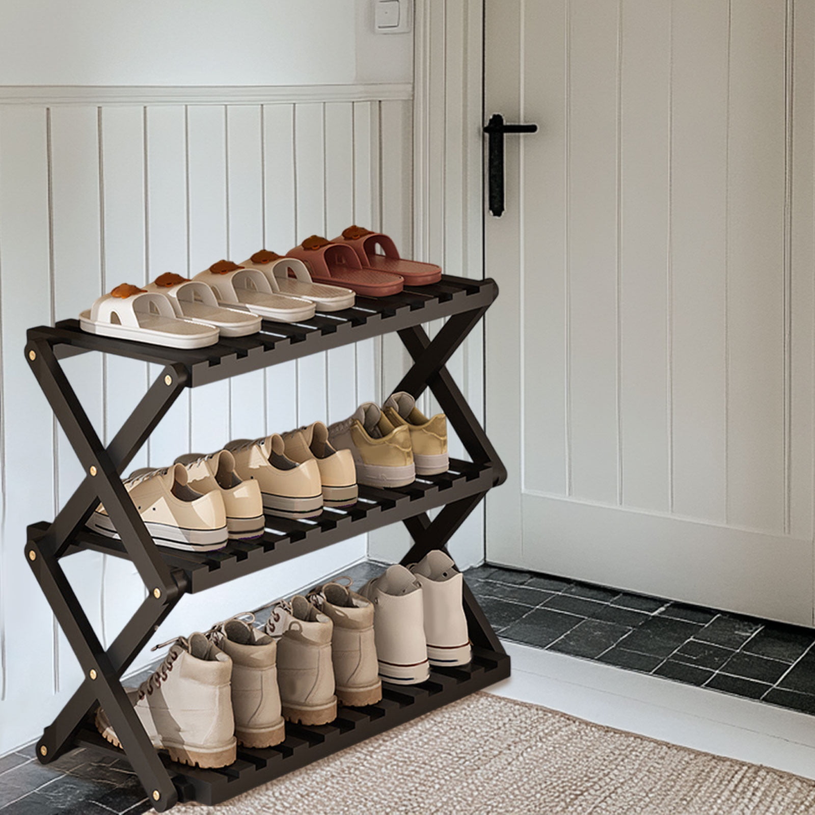 Wzzjkit Shoe Rack 3 Layer Tall Shoe Organizer for Entryway 9 Pairs Shoe & Boots Organizer Storage Shelf Long-Lasting Dusts Proof Shoe Cabinet