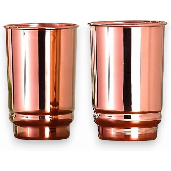 Pure Copper Drinking Glasses Set of 2, 11 oz Plain Copper Tumblers, Ayurvedic Water Glass for Health & Daily Use, Smooth Finish