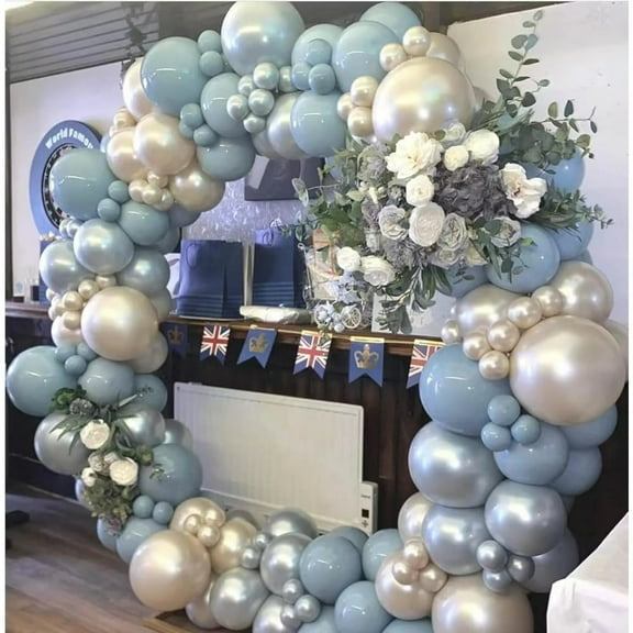 Burculy Dusty Blue natural latex Balloon Arch Kit 18/12/10/5 Inch for Birthday, Graduation ceremony, Party, Openings, Wedding & Baby shower