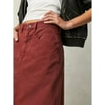 thumbnail image 4 of KelaJuan Women's Mid Waist Denim Skirt Solid Color Long A-line Skirt with Pockets for School, Work, Shopping, 4 of 5