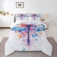 thumbnail image 2 of Colorful Dragonfly Comforter Set Full Size 3 Pcs,Watercolor Tie Dye Graffiti Print Decor Bedding Set Teens Adults,Natural Wild Creature Simple Style Comforter Duvet Set with 2 Pillowcases, 2 of 7