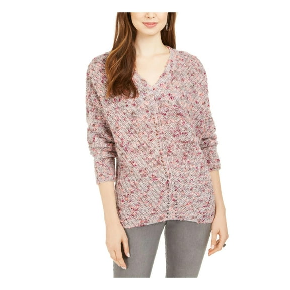 Style & Co Women's V-Neck Dolman-Sleeve Sweater Pink Extra Small